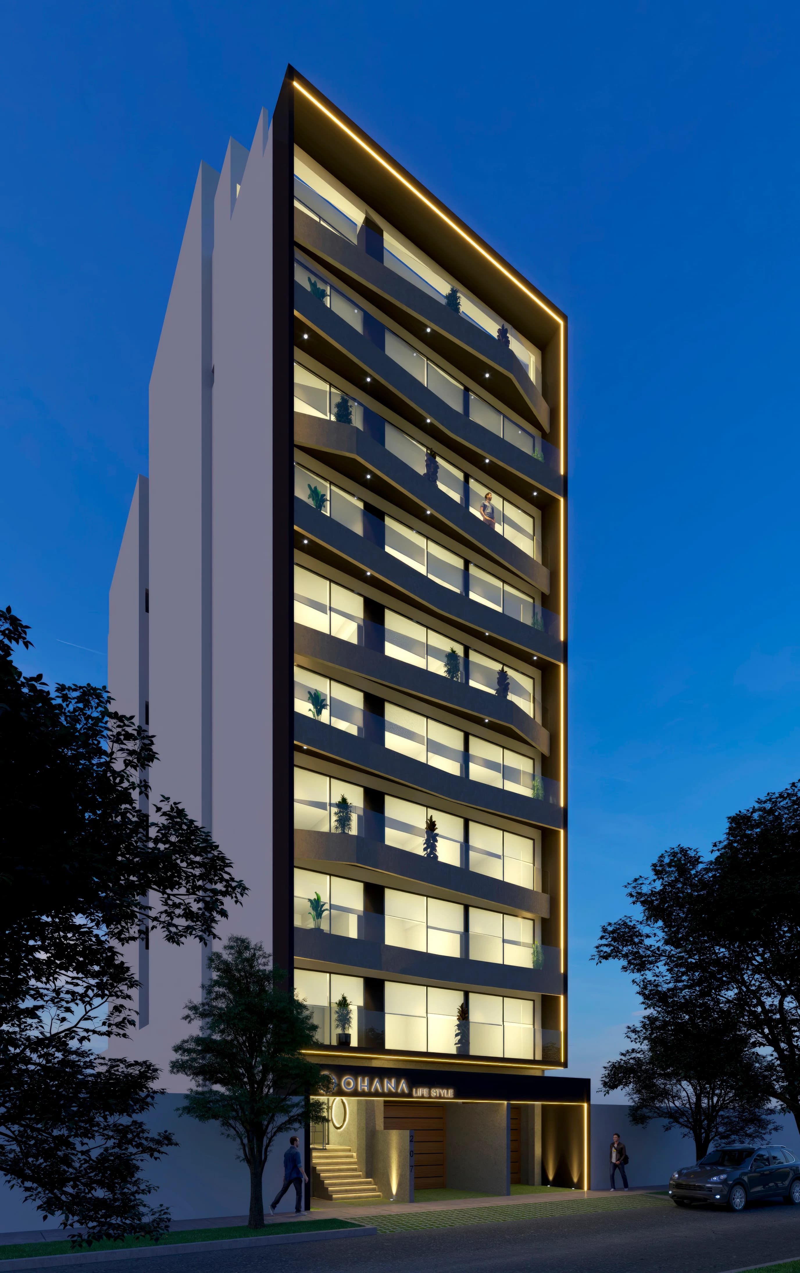 Vista izquierda con detalle del ingreso